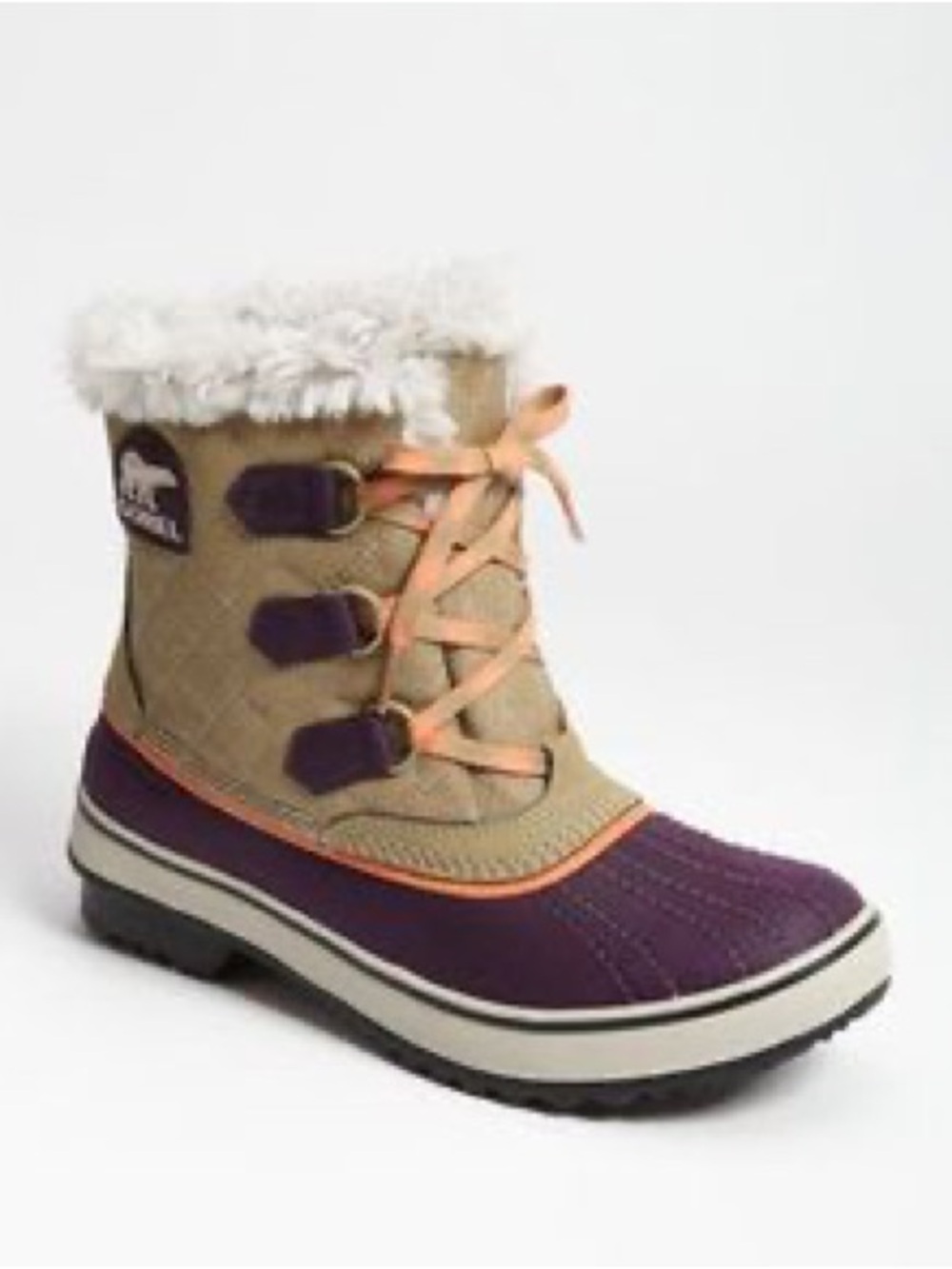 Sorel Tivoli Waterproof Winter Duck Boot Purple Tan Orange Fur Lined Outdoor 8
